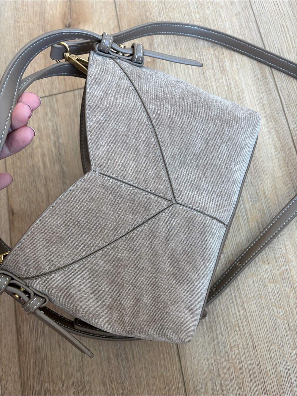 Zara Taupe Textured Crossbody Handbag & Coin Purse Wallet